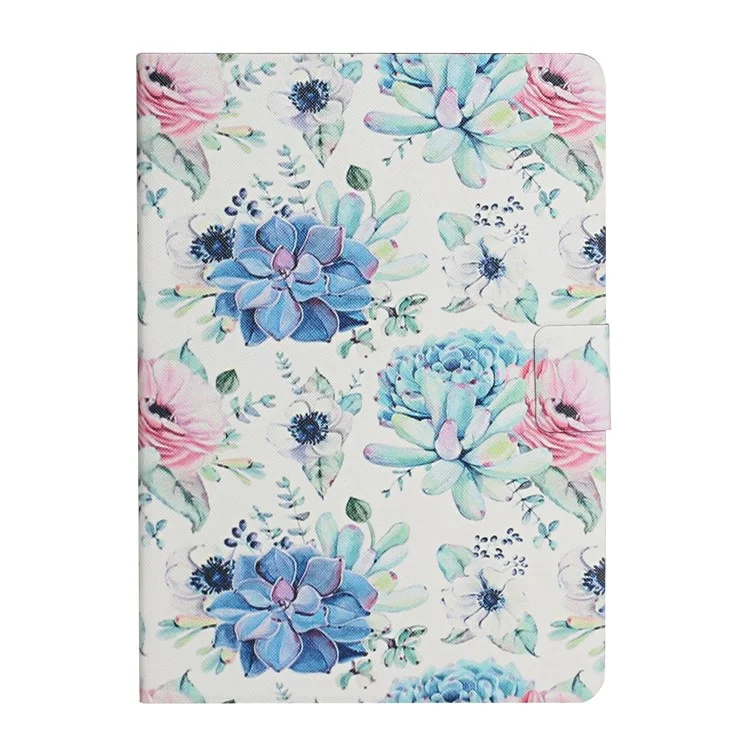 Flower Pattern Printing Card Holder Stand Tablet Shell for iPad mini (2019) 7.9 inch/4/3/2/1 - Blue Flower