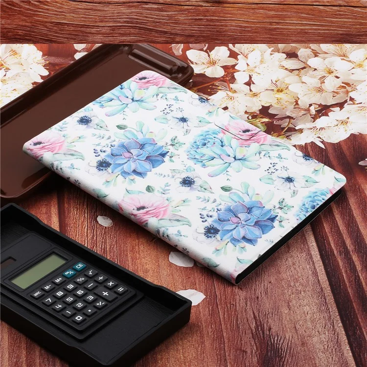 Flower Pattern Printing Card Holder Stand Tablet Shell for iPad mini (2019) 7.9 inch/4/3/2/1 - Blue Flower