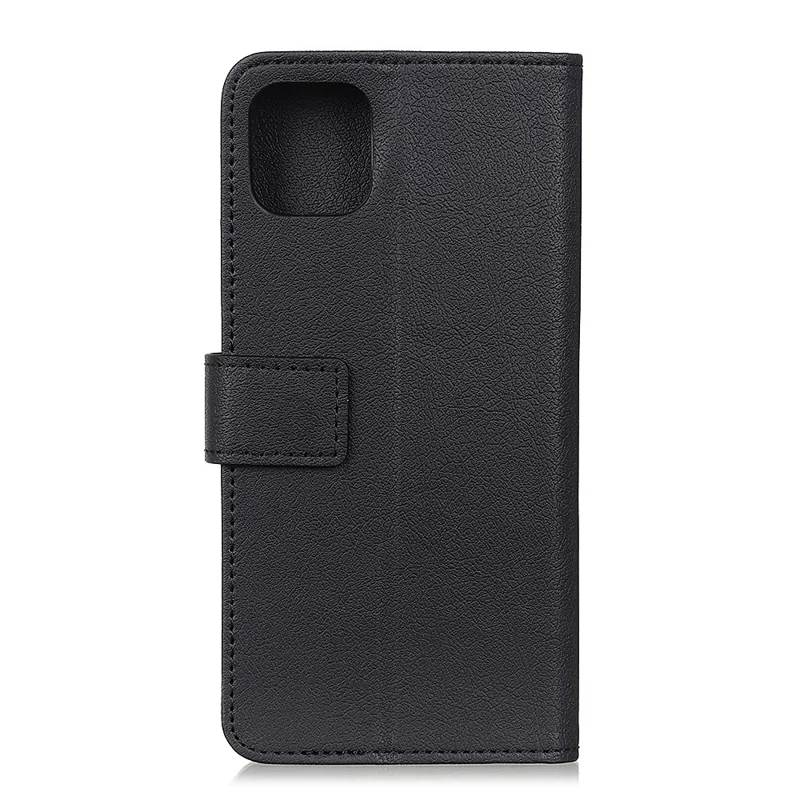 PU Leather Wallet Stand Phone Shell for iPhone 12 Pro/12 - Black