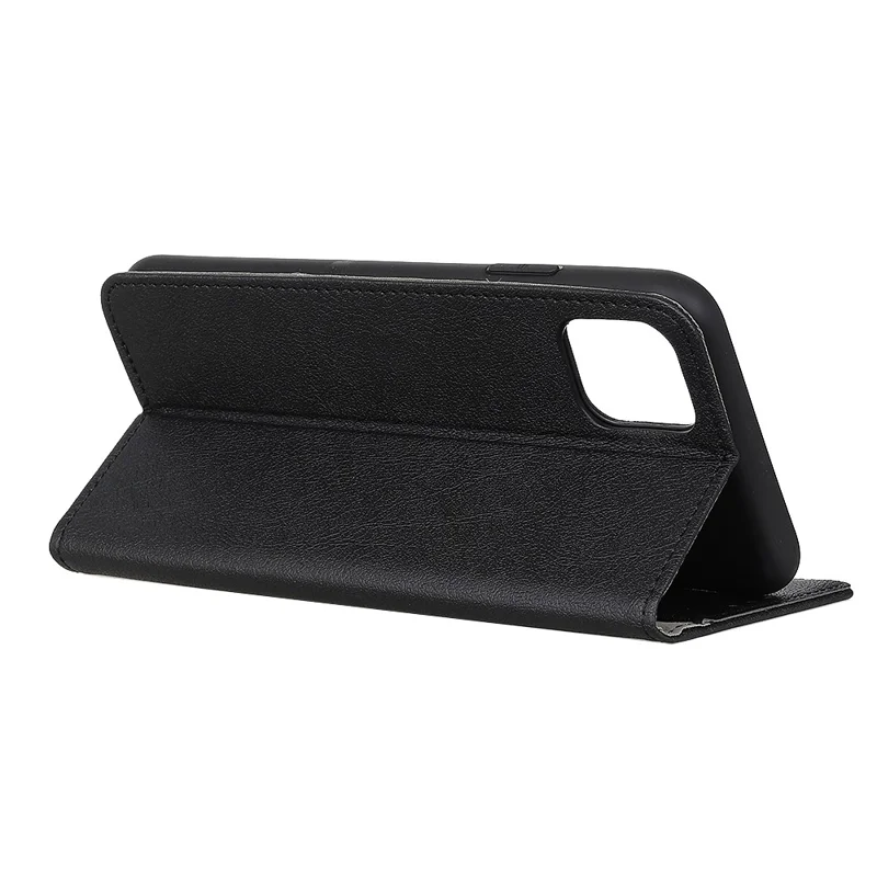 PU Leather Wallet Stand Phone Shell for iPhone 12 Pro/12 - Black