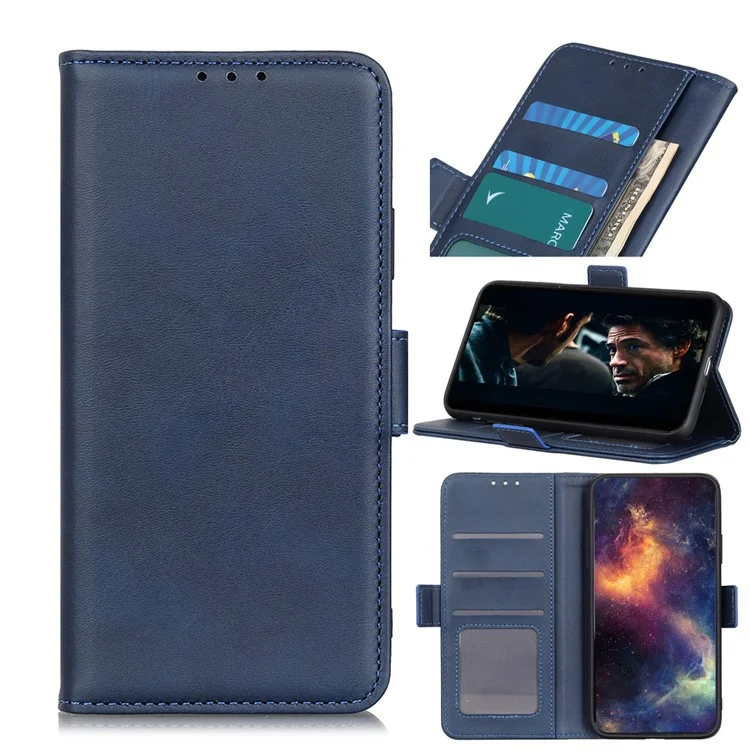 Magnetic Double Clasp Leather Shell for iPhone 12 Pro/12 - Blue