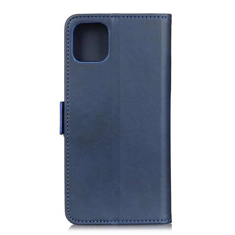 Casca de Couro de Fecho Duplo Magnético Para Iphone 12 Pro/12 - Azul