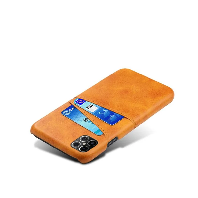 KSQ PU Leather Coated PC Shell with Double Card Slots for iPhone 12 Pro Max 6.7 inch - Orange