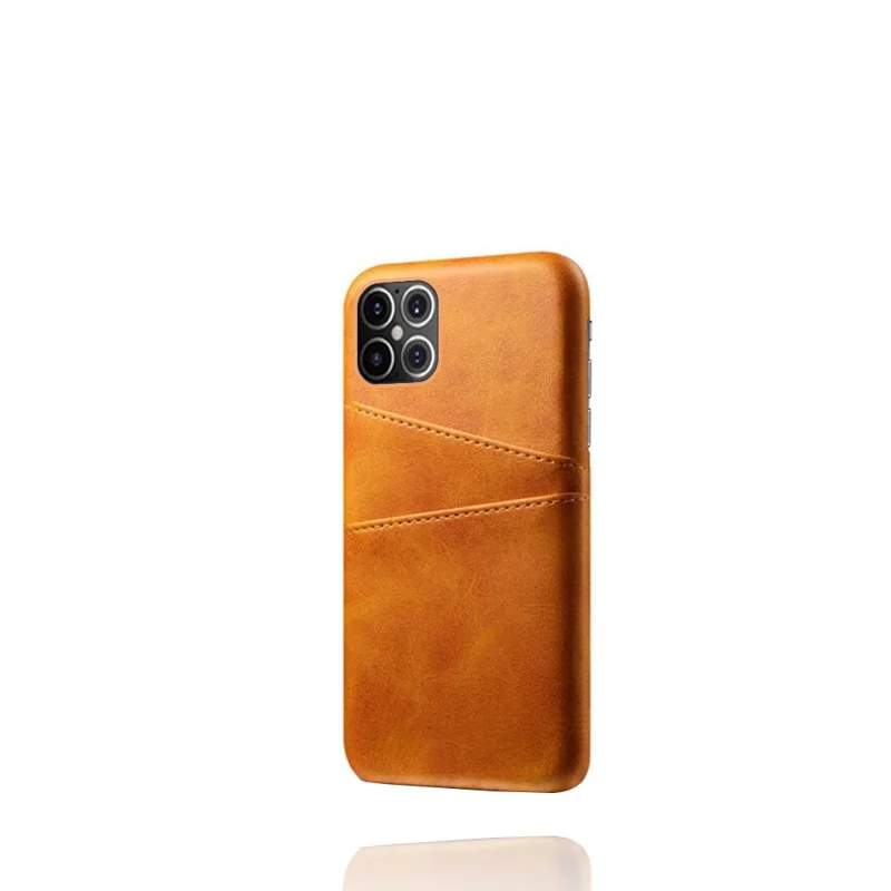 KSQ PU Leather Coated PC Shell with Double Card Slots for iPhone 12 Pro Max 6.7 inch - Orange