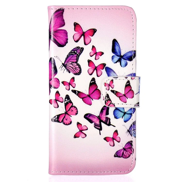 Embossment Wallet Leather Folio Case for iPhone SE/5s/5 - Colorful Butterflies