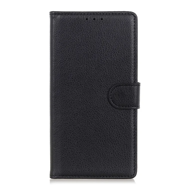 For iPhone 12 Pro/12 Anti-dust Shock-resistant Litchi Skin Texture Wallet Leather Stand Protective Case - Black