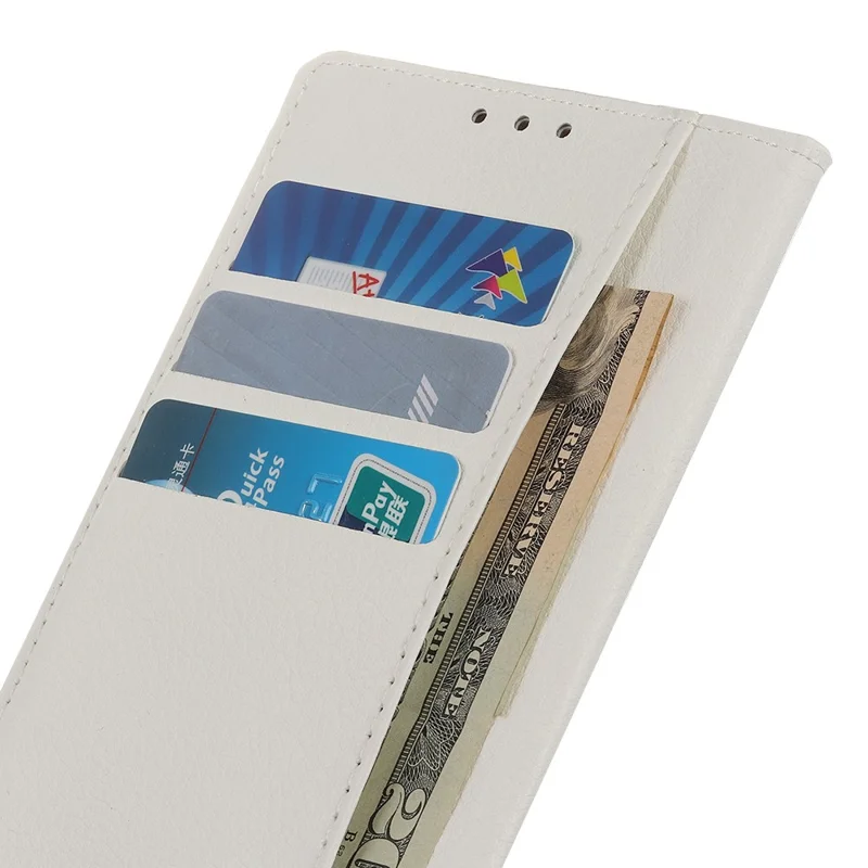 For iPhone 12 Pro/12 Anti-dust Shock-resistant Litchi Skin Texture Wallet Leather Stand Protective Case - White