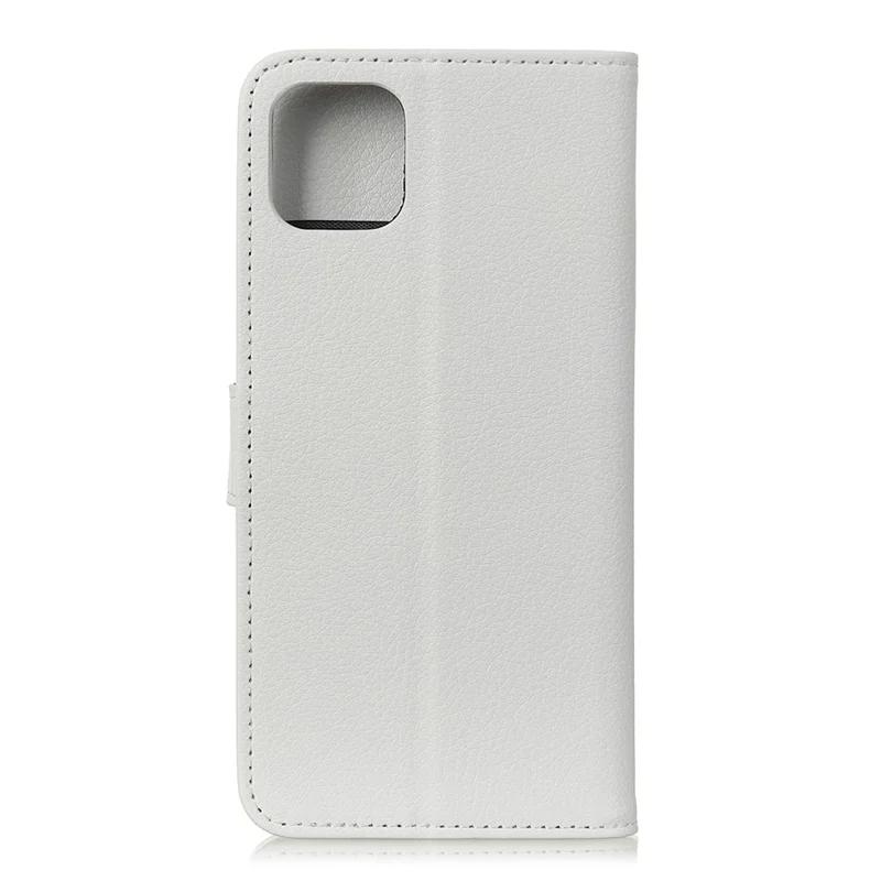 For iPhone 12 Pro/12 Anti-dust Shock-resistant Litchi Skin Texture Wallet Leather Stand Protective Case - White