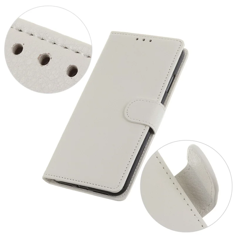 For iPhone 12 Pro/12 Anti-dust Shock-resistant Litchi Skin Texture Wallet Leather Stand Protective Case - White