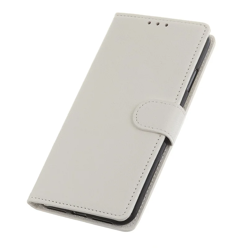 For iPhone 12 Pro/12 Anti-dust Shock-resistant Litchi Skin Texture Wallet Leather Stand Protective Case - White