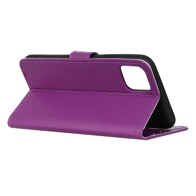 For iPhone 12 Pro/12 Anti-dust Shock-resistant Litchi Skin Texture Wallet Leather Stand Protective Case - Purple