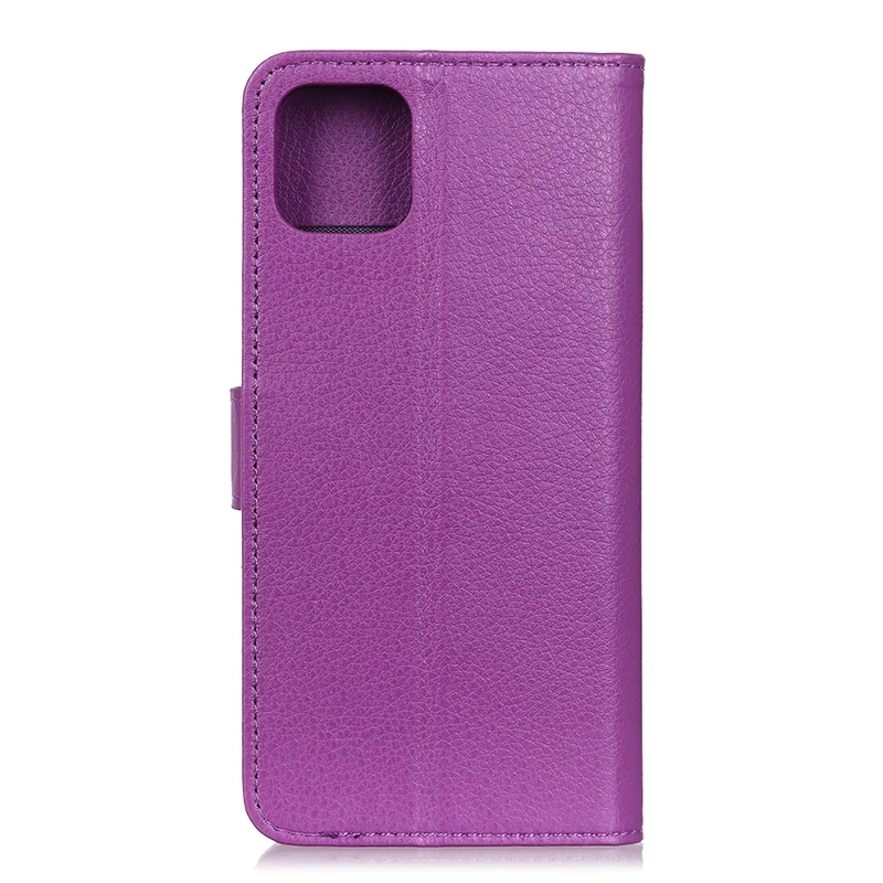 For iPhone 12 Pro/12 Anti-dust Shock-resistant Litchi Skin Texture Wallet Leather Stand Protective Case - Purple