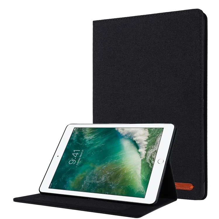 Slot di Schede Texture in Tessuto in Pelle Flip Case Per Ipad 10.2 (2021)/(2020)/(2019) - Nero