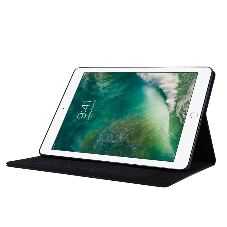 Stoff Texture Card Slots Stand Leder Flip Hülle Für Ipad 10.2 (2021)/(2020)/(2019) - Schwarz