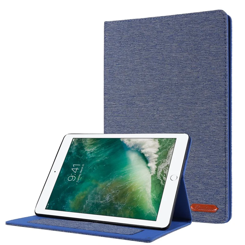 Cloth Texture Card Slots Stand Leather Flip Case for iPad 10.2 (2021)/(2020)/(2019) - Blue