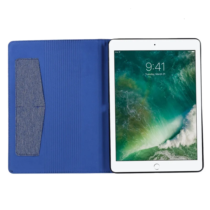 Cloth Texture Card Slots Stand Leather Flip Case for iPad 10.2 (2021)/(2020)/(2019) - Blue