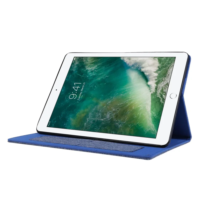 Cloth Texture Card Slots Stand Leather Flip Case for iPad 10.2 (2021)/(2020)/(2019) - Blue