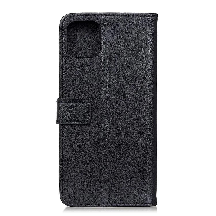 Litchi Skin Magnetic Leather Shell for iPhone 12 Pro/12 - Black