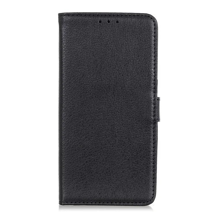 Litchi Skin Magnetic Leather Shell for iPhone 12 Pro/12 - Black