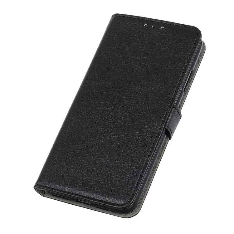 Litchi Skin Magnetic Leather Shell for iPhone 12 Pro/12 - Black