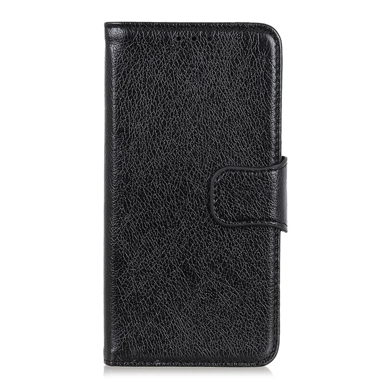 Nappa Texture Split Leather Wallet Phone Casing for iPhone 12 Pro/12 - Black