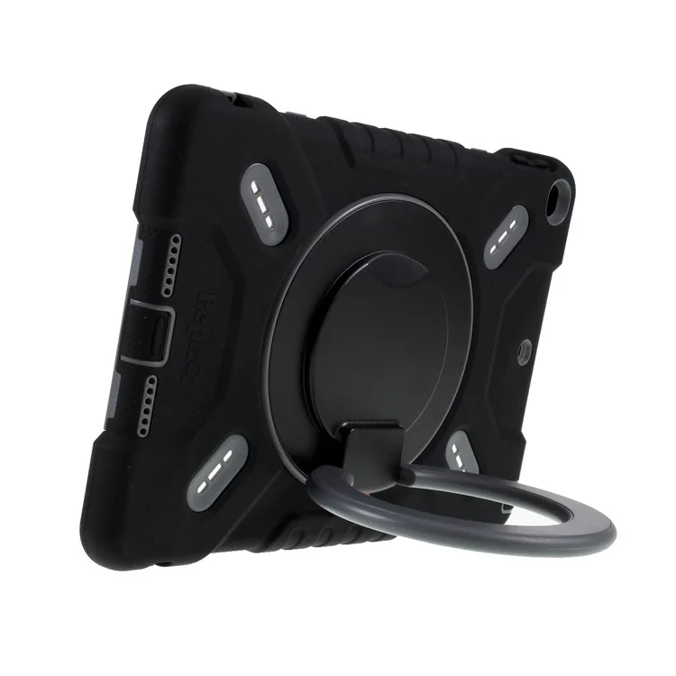 PEPKOO для iPad 10.2 (2021)/(2020)/(2019) / Air 10.5 дюйма (2019) противоударный силиконовый пластиковый защитный чехол со встроенной подставкой - Черный