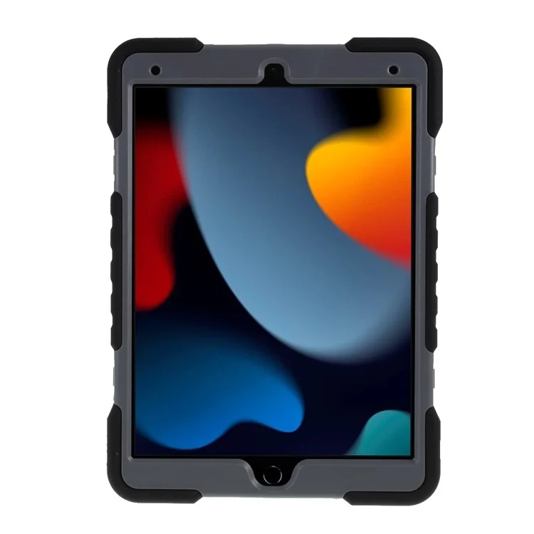 Pepkoo Shock-prooble Silicone Plastic Kid Dual Protective Case с Kickstand Для Ipad 10.2 (2021) (2020)/(2019)/air 10,5 Дюйма (2019) - Черный