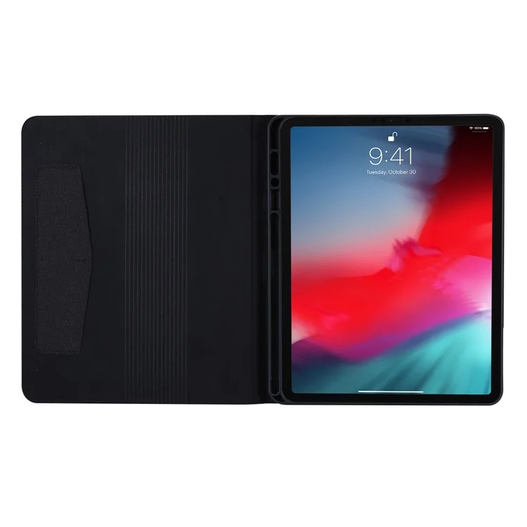 Cloth Texture Card Slots Stand Leather Cover for iPad Pro 12.9 (2022) / (2021) / (2020) / (2018) - Black