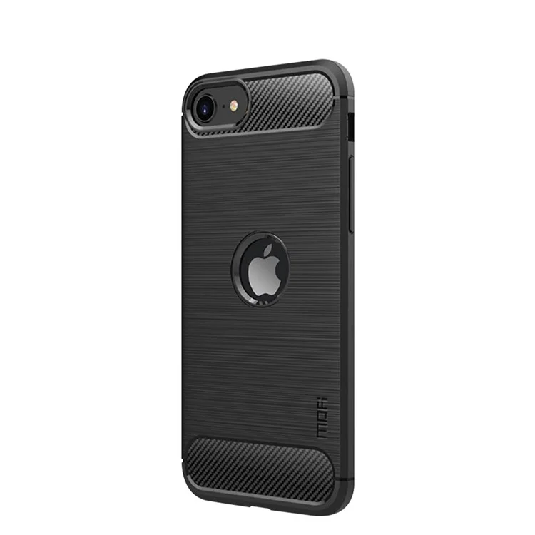 MOFI Texture en Fibre de Carbone Case TPU Brossée Pour Iphone SE (2020) / SE (2022) / 8/7 - le Noir