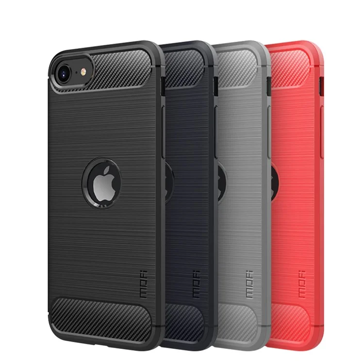 Mofi Carbon Fiber Texture Cepillado Case TPU Para Iphone SE (2020)/SE (2022)/8/7 - Negro