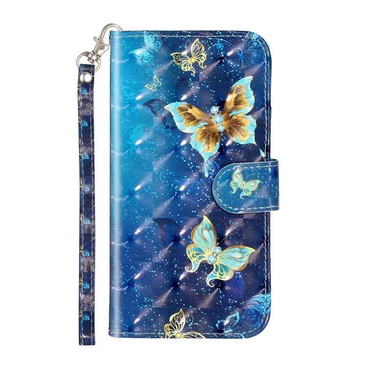 Motif de Décoration de Spot Léger Portefeuille Portefeuille Étui de Téléphone en Cuir Pour Iphone x / xs 5,8 Pouces - Papillon