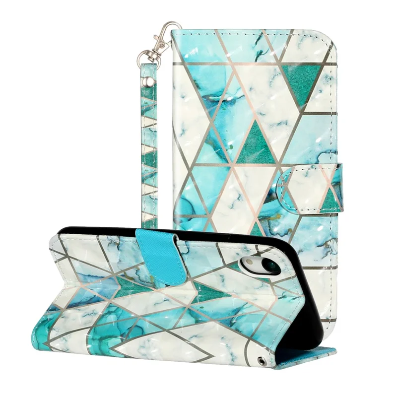 Light Spot Decor Pattern Printing Wallet Stand Leather Phone Shell for iPhone XR 6.1 inch - Stone Grain