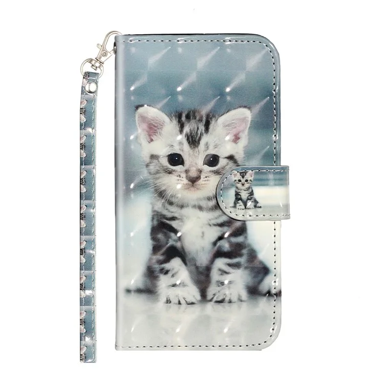 Leichtfleck Dekormuster Druck Brieftasche Leder Telefonschale Für Iphone 6/6s 4,7 Zoll - Katze