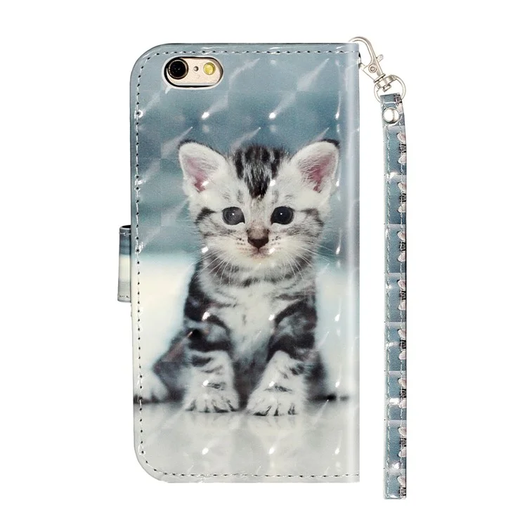 Light Spot Decor Pattern Printing Wallet Stand Leather Phone Shell for iPhone 6/6s 4.7-inch - Cat