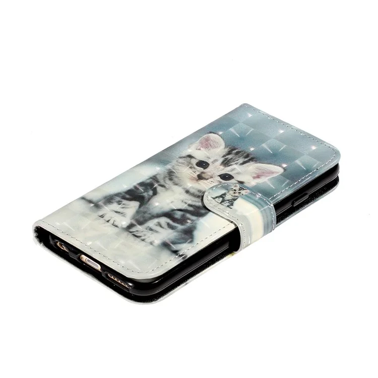 Light Spot Decor Pattern Printing Wallet Stand Leather Phone Shell for iPhone 6/6s 4.7-inch - Cat