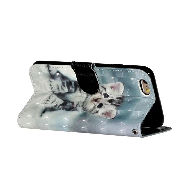 Padrão de Decoração Leve Padrão de Impressão da Carteira de Couro Concha de Couro Para Iphone 6/6s 4,7 Polegadas - Gato