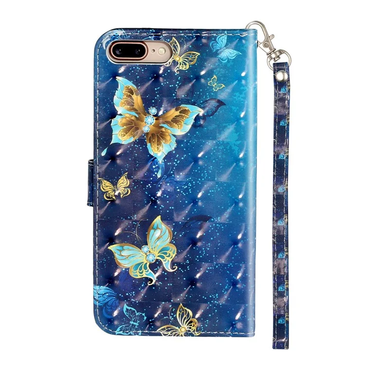 Motif de Décoration de Spot Léger Portefeuille de Portefeuille Couvercle en Cuir Pour Iphone 7 Plus / 8 Plus 5,5 Pouces - Papillon