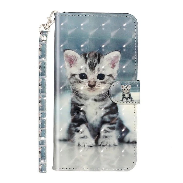 Light Spot Decor Pattern Printing Wallet Stand Leather Cover for iPhone 7 Plus/8 Plus 5.5 inch - Cat