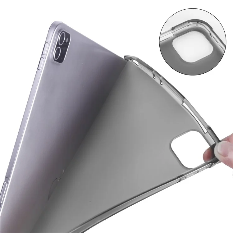 Tri-fold Stand Wake / Sleep Leather Tablet Case Shell with Pen Slot for iPad Pro 12.9 (2022) / (2021) / (2020) / (2018) - Black