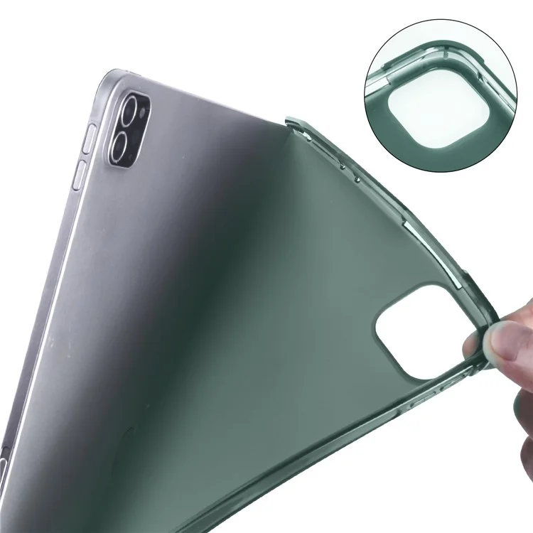 Funda para iPad Pro de 11 pulgadas (2022) / (2021) / (2020) Tríptica de Cuero con Soporte Inteligente y Ranura para Lápiz - Verde Oscuro