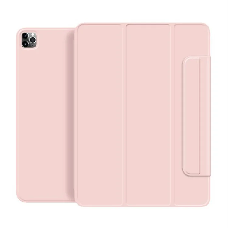 Per IPad Pro 12.9 Pollici (2020) / (2018) Nappa Texture TRI-Fold Stand Magnetic Smart Pelle Custodia Con Auto Sleep / Wake - Rosa