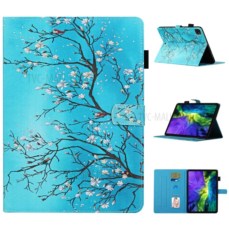 For iPad Pro 11-inch (2022) / (2021) / (2020) / (2018) Pattern Printing Leather Card Slots Cover Case - Flower Tree