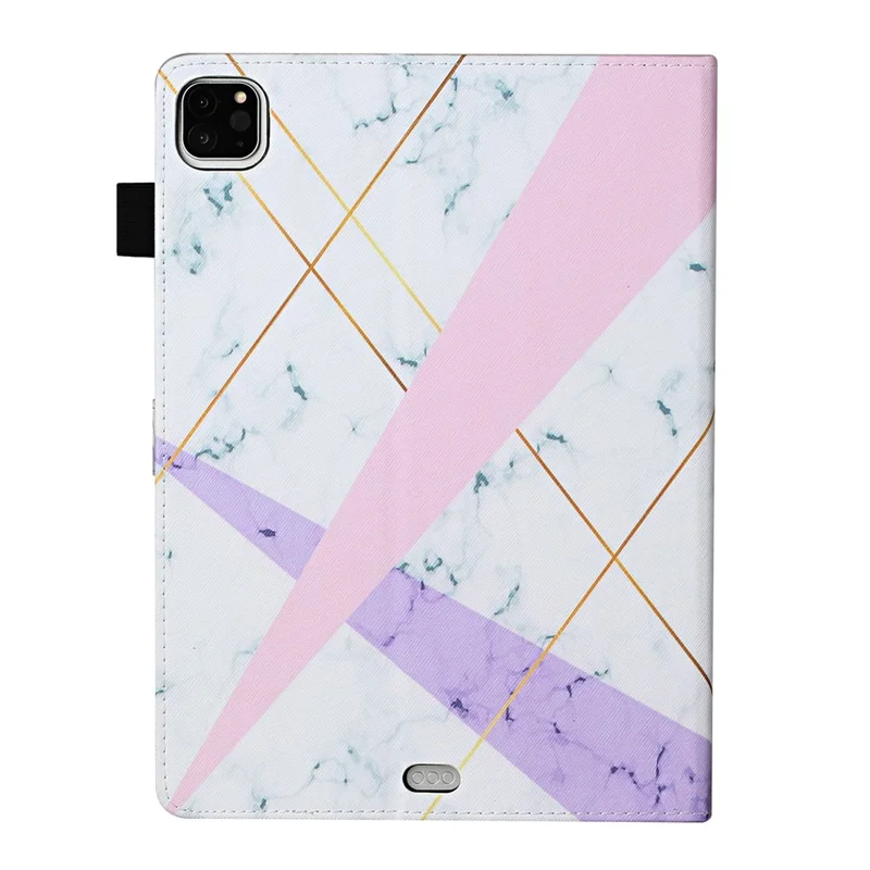 For iPad Pro 11-inch (2022) / (2021) / (2020) / (2018) Pattern Printing Leather Card Slots Cover Case - Pink and Purple