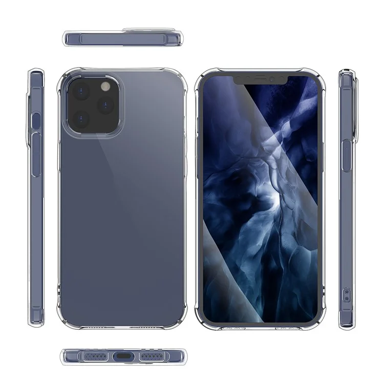 LEEU DESIGN Air Cushion Shockproof TPU Phone Cover with Voice Conversion Jack for iPhone 12 Pro 6.1 inch - Transparent