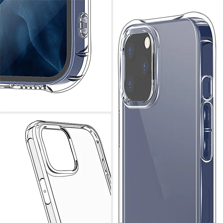 LEEU Design Air Cushion Choppre -shock Tpu Telep Cover Con Conector de Conversión de Voz Para Iphone 12 Pro 6.1 Pulgadas - Transparente