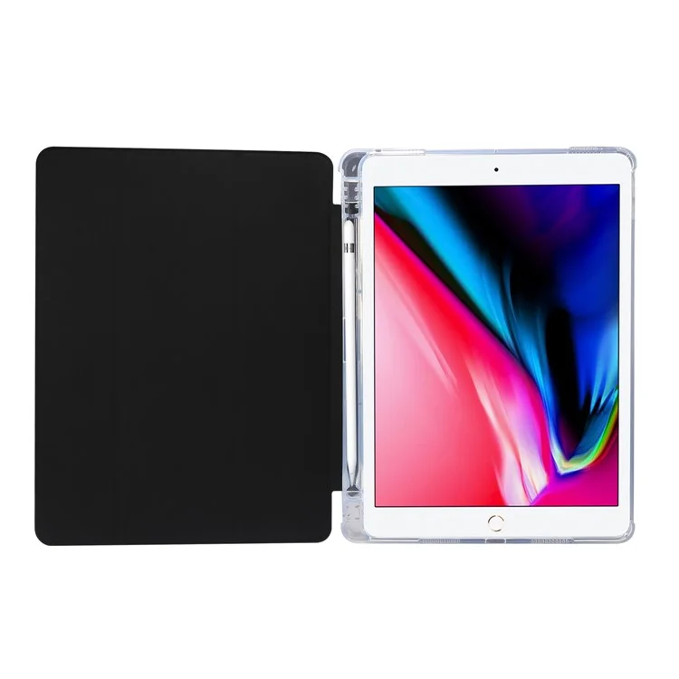 Skin Feeling Tri-fold Stand Leather TPU Case with Pen Slot for iPad Air 10.5 inch (2019)/Pro 10.5-inch (2017) - Black