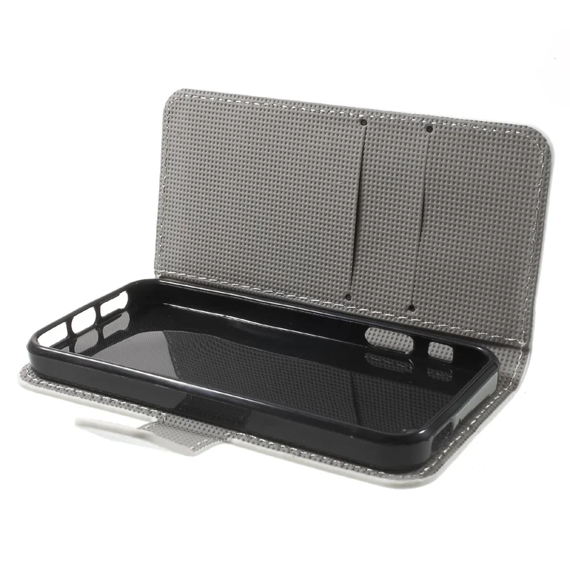 Water Transfer Printing Patterned Leather Wallet Stand Protective Case for iPhone SE/5s/5 - Butterfly and Vine