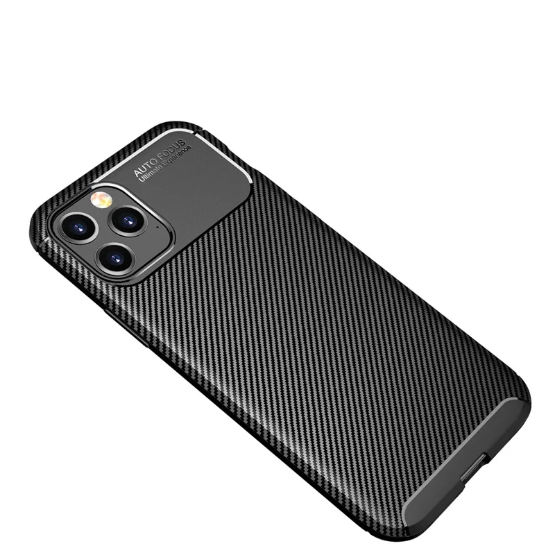 Drop Resistant Carbon Fiber Texture TPU Phone Shell for iPhone 12 Pro Max 6.7 inch - Black