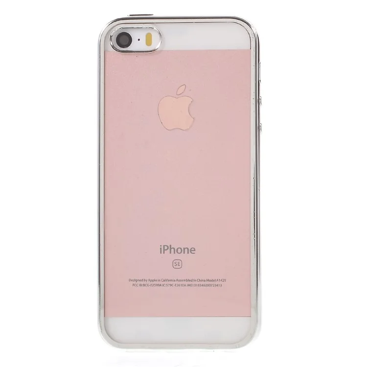 Electroplating Edge Clear TPU Gel Cover for iPhone SE/5s/5 - Silver
