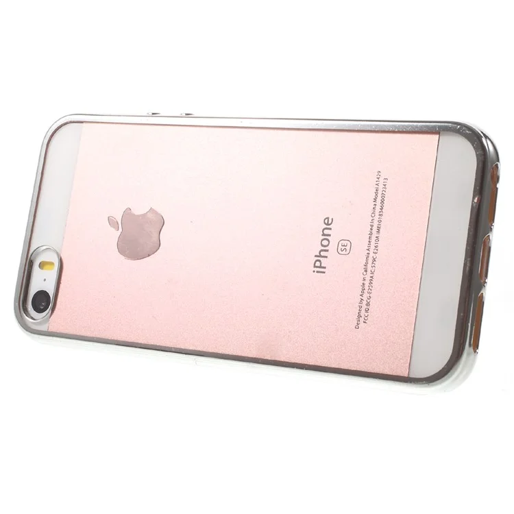 Electroplating Edge Clear TPU Gel Cover for iPhone SE/5s/5 - Silver
